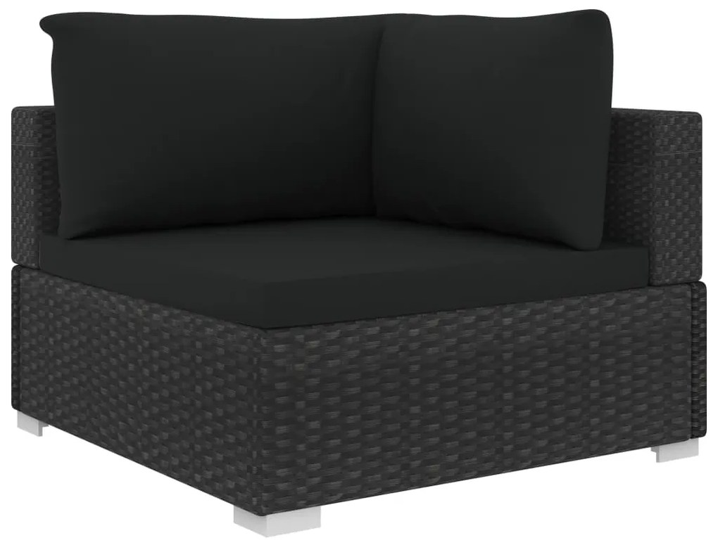 Conjunto lounge de jardim c/ almofadões 12 pcs vime PE preto