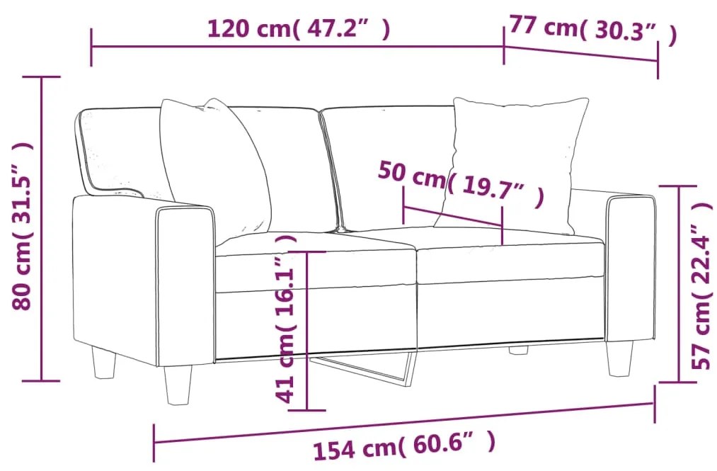 Sofá 2 lugares +almofadas 120cm couro artificial vermelho tinto