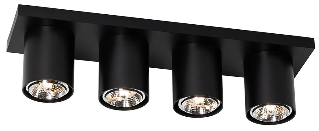 Foco de teto moderno preto 4 luzes - Tubo Moderno