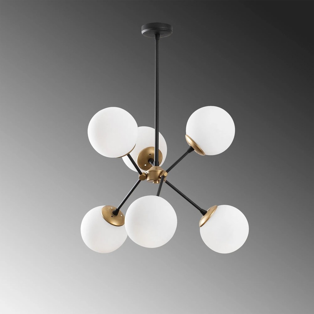 Candeeiro Suspenso Gondol – Preto e Branco – 55 x 55 cm