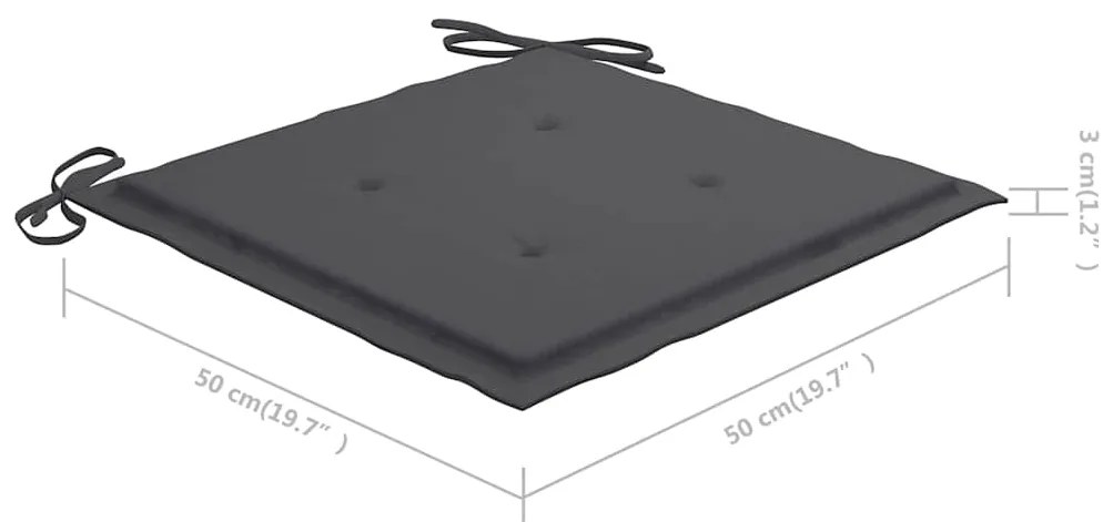 Cadeiras de jantar p/ jardim c/ almofadões 3 pcs acácia maciça