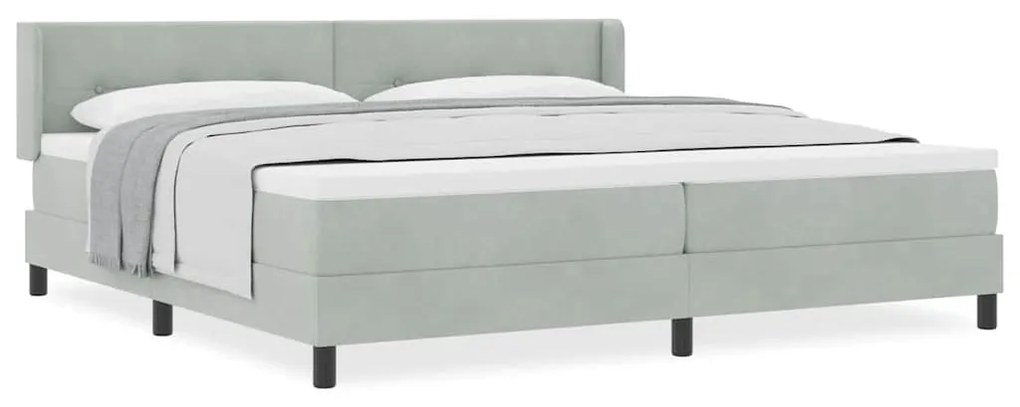 Cama Box Spring vidaXL com Colchão Cinza Claro 200x200 cm Veludo