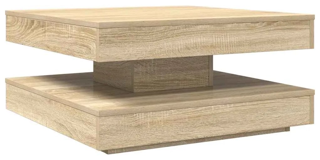 Mesa de centro rotativa a 360graus 70x70x34,5cm carvalho sonoma