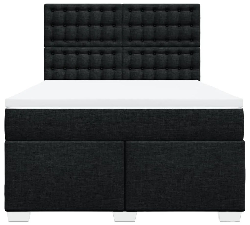 Cama com molas/colchão 140x200 cm tecido preto