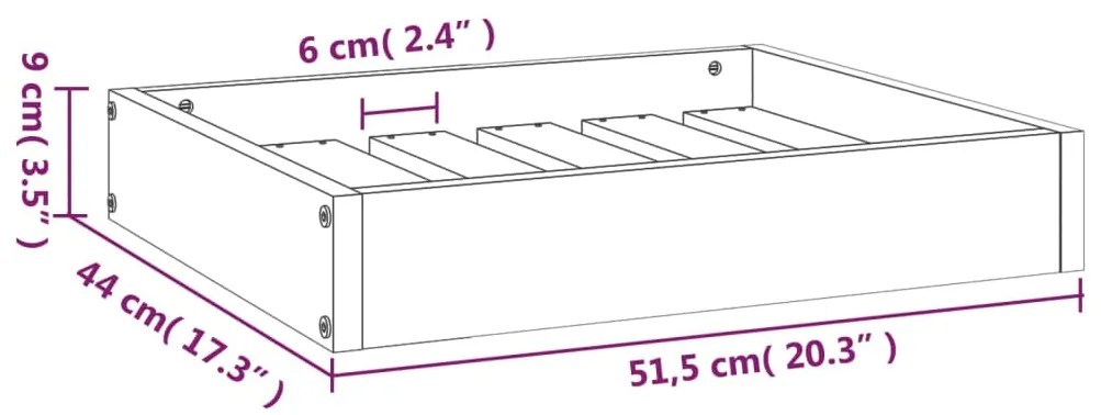 Cama para cães 51,5x44x9 cm madeira de pinho maciça cinza