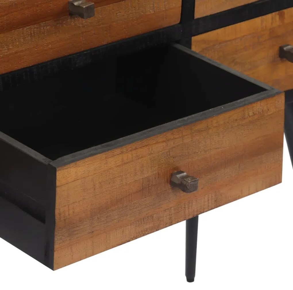 Mesa consola com gavetas 116x30x76 cm teca recuperada maciça