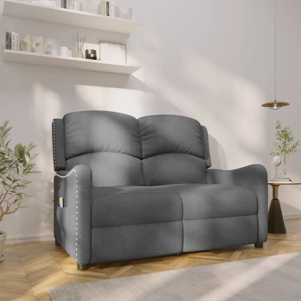 vidaXL Poltrona massagens 2 assentos reclinável tecido cinzento-claro