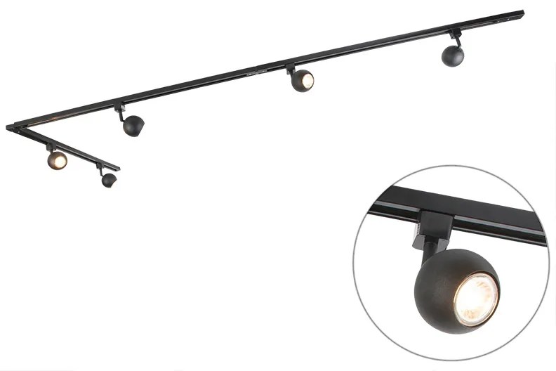 LED Sistema de calhas inteligente preto monofásico com 5 GU10 WiFi - Gissi Moderno
