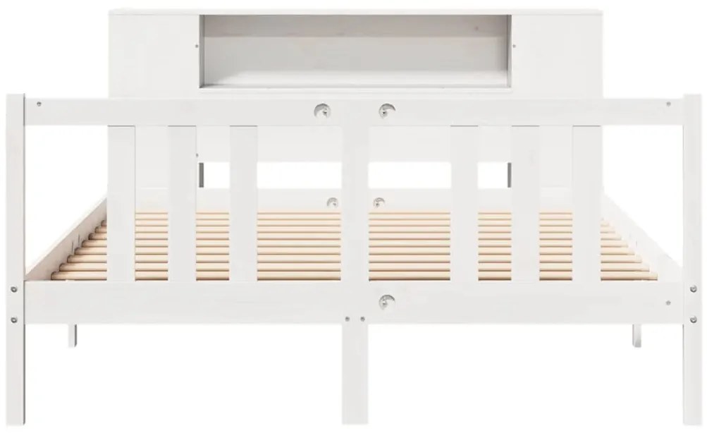 Cama com estante sem colchão 140x200 cm pinho maciço branco