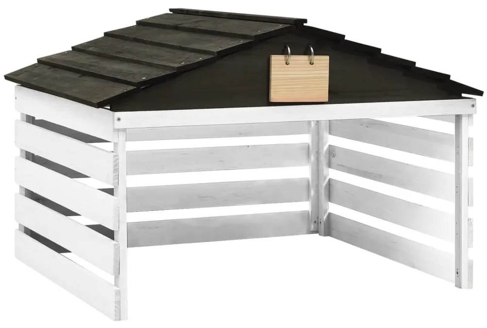vidaXL Abrigo de cortador de relva 78x74x54 cm abeto preto e branco