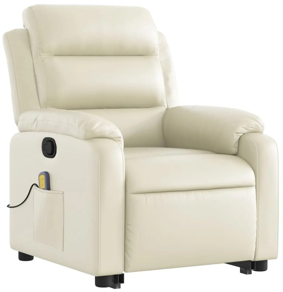 Poltrona reclinável de massagens couro artificial cor creme