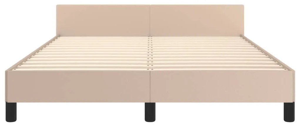 Estrutura cama cabeceira 140x200 cm couro artificial cappuccino