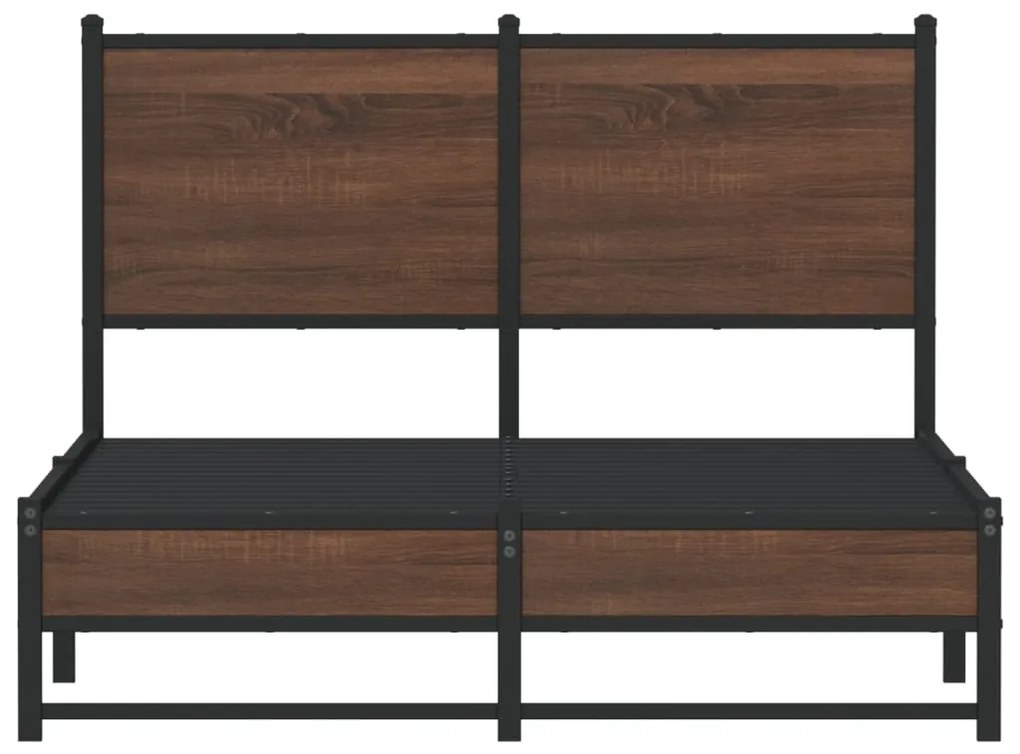 Estrutura de cama sem colchão 120x200cm metal carvalho castanho