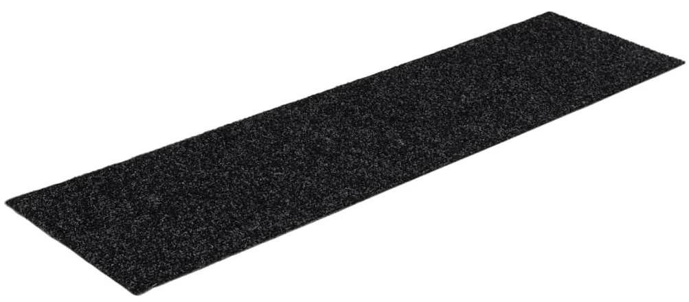 Tapetes de escada adesivos retangulares 15 pcs 76x20 cm preto