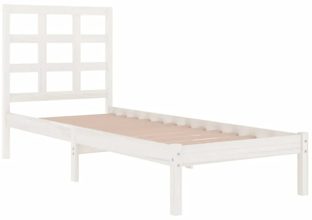 Estrutura de cama solteiro 90x190 cm madeira maciça branco