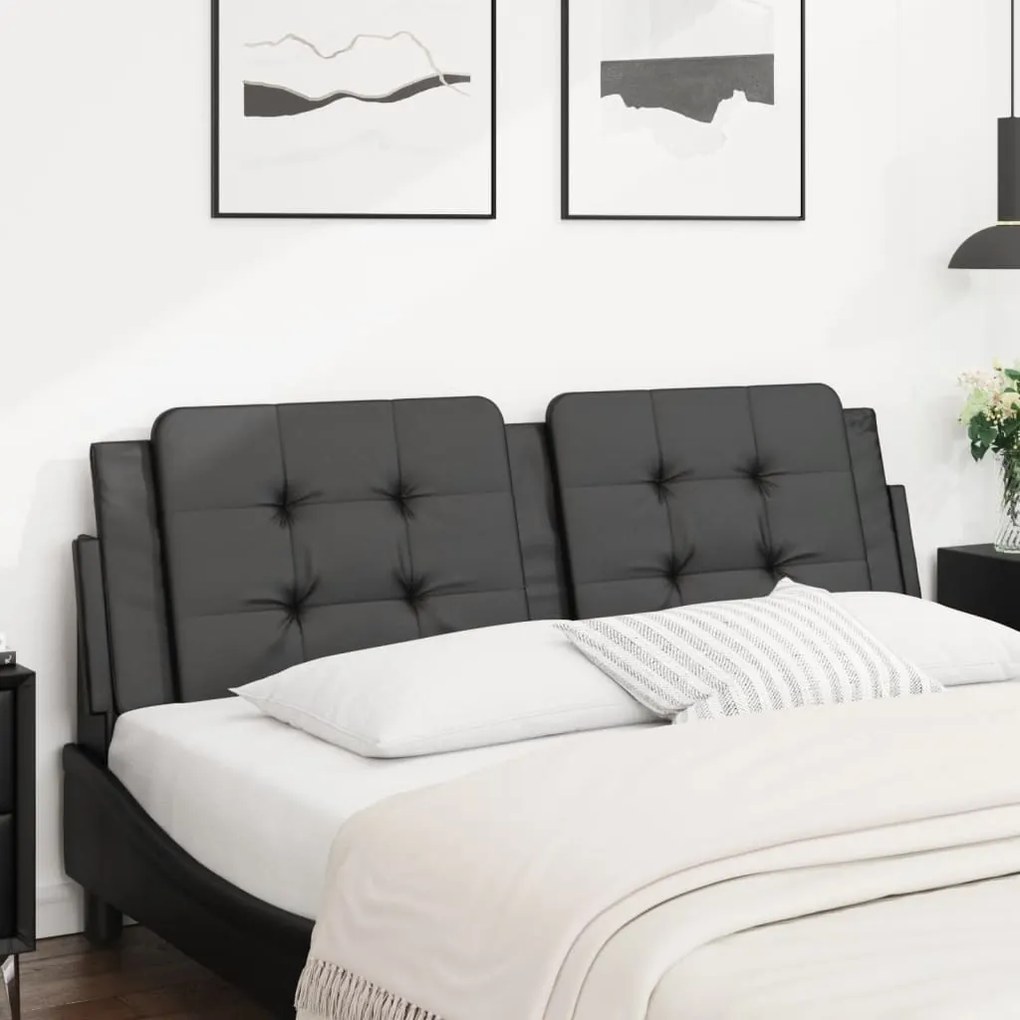 vidaXL Almofadão de cabeceira 152 cm couro artificial preto