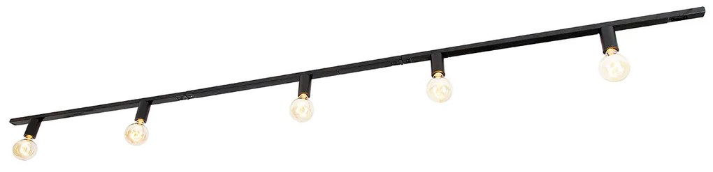 Sistema de trilhos moderno monofásico 5 luzes incl. casquilho E27 preto - Jeana Moderno