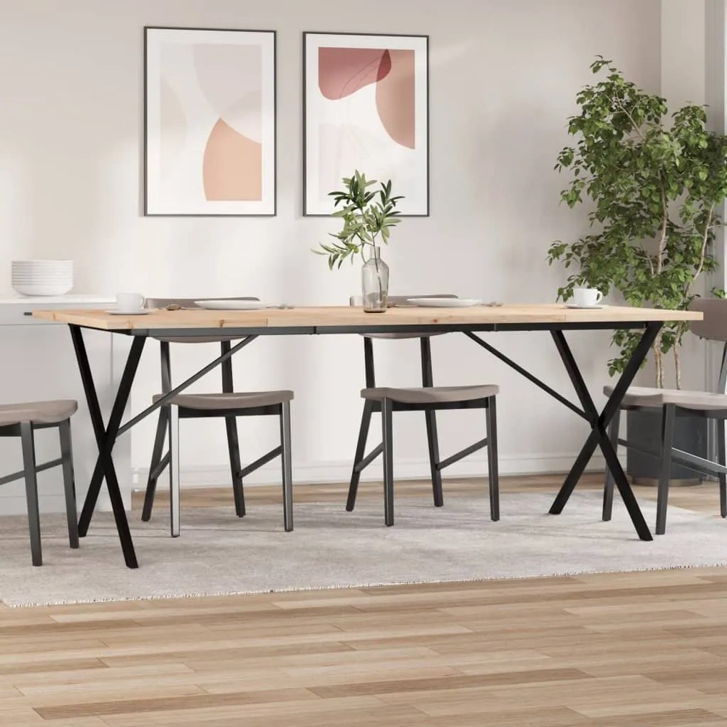 Mesa de jantar estrutura X 200x100x75,5 cm pinho/aço