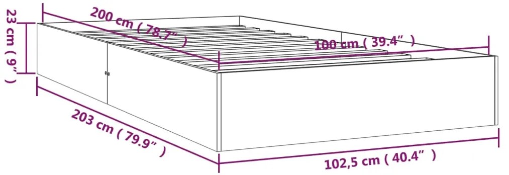 Estrutura de cama 100x200 cm madeira maciça branco