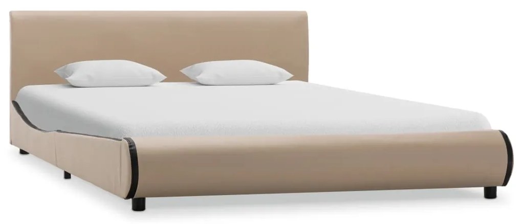 vidaXL Estrutura de cama 140x200 cm couro artificial cappuccino