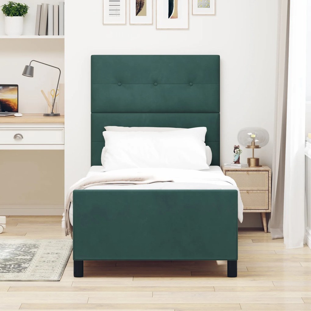 Cama vidaXL Verde Escuro 90x190 cm Veludo