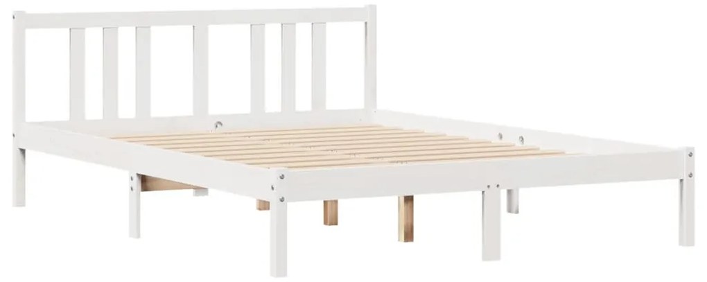 Cama sem colchão 140x190 cm madeira de pinho maciça branco