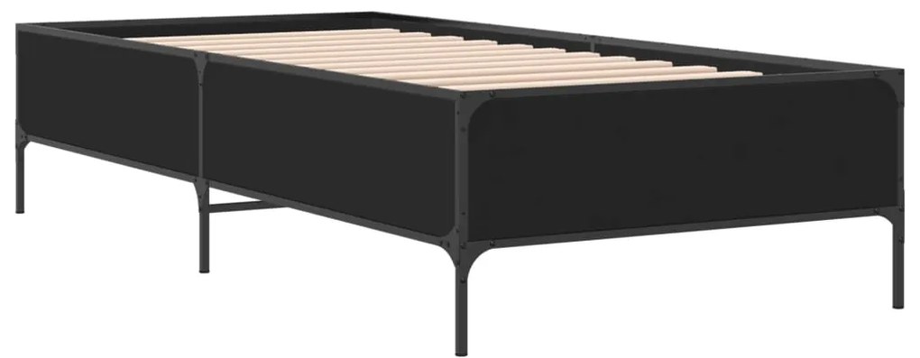 Estrutura de cama 90x190 cm derivados de madeira e metal preto