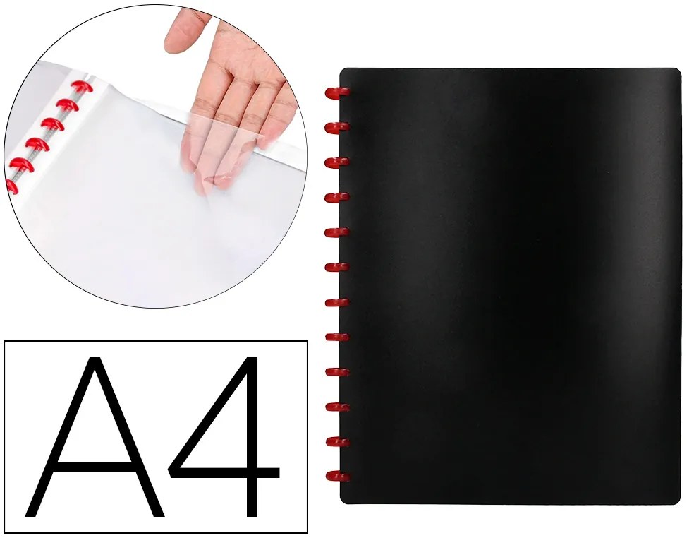 Portfólio com Argolas Plásticos Preto