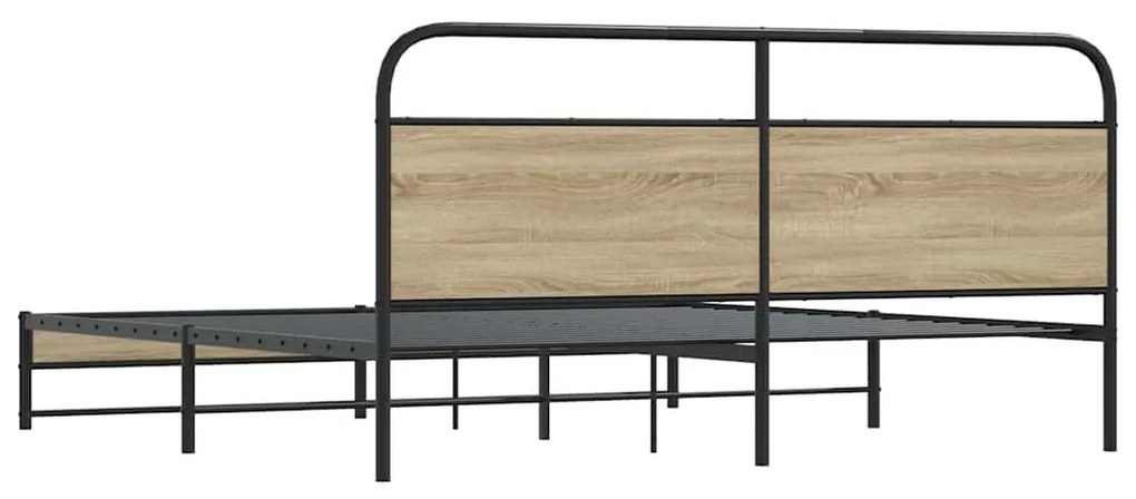 Estrutura de cama sem colchão 200x200cm metal carvalho fumado