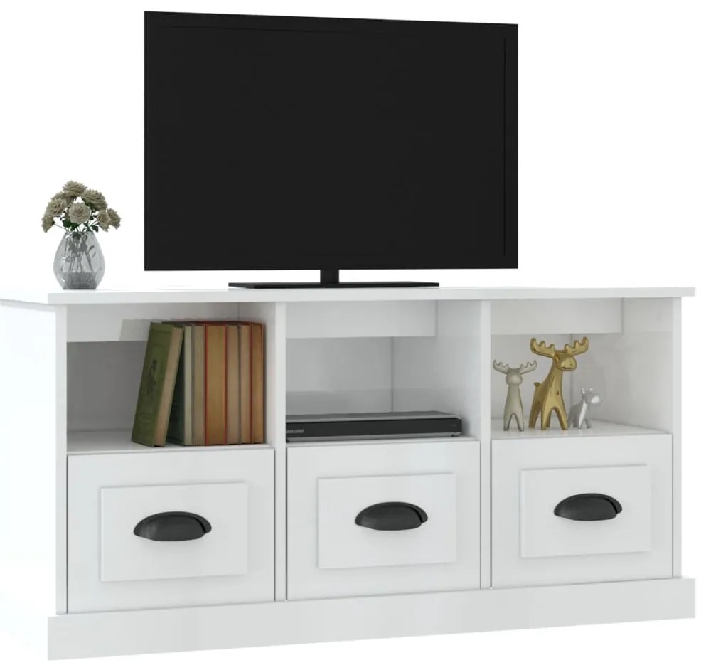 Móvel p/ TV 100x35x50 cm derivados de madeira branco brilhante