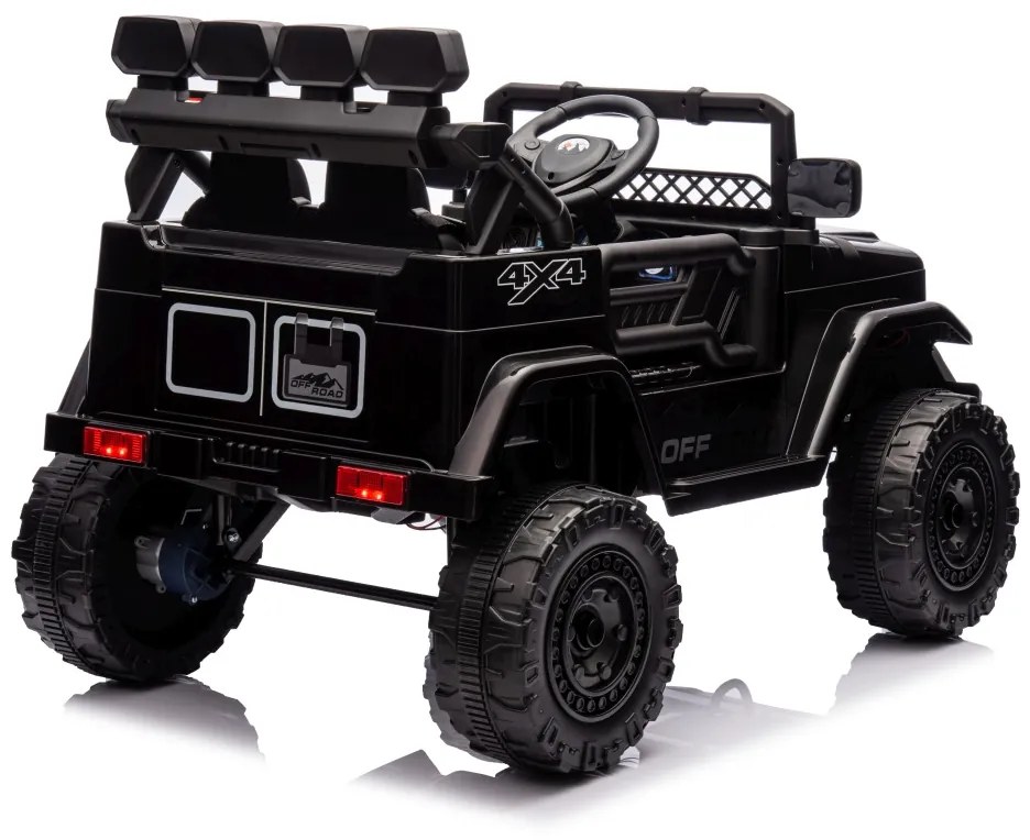 Jipe elétrico para Crianças 12V 4x4 Off-Road CLIMBER Rodas de espuma EVA, Assento Couro ecológico Preto