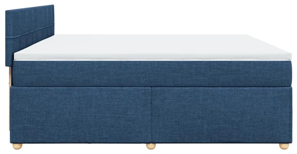 Cama com molas/colchão 200x200 cm tecido azul