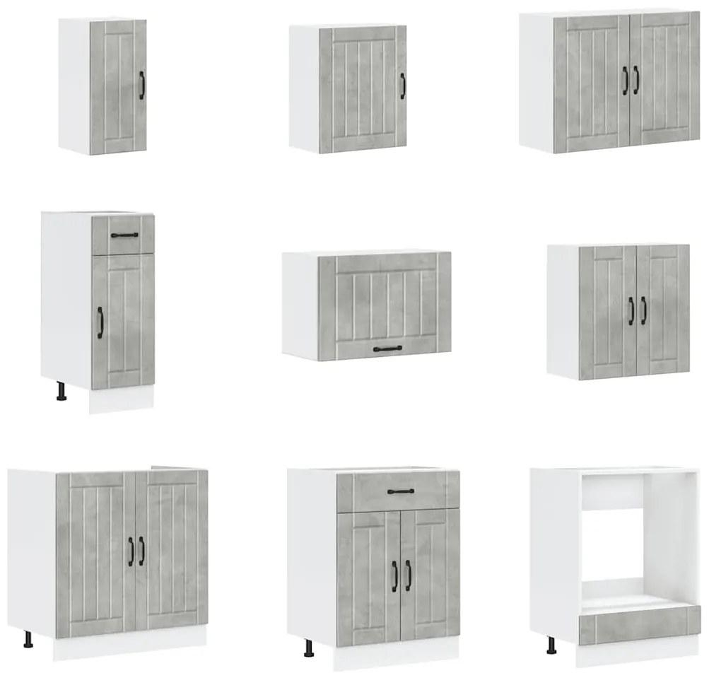 14 peças armário de cozinha conjunto Lucca concreto cinza