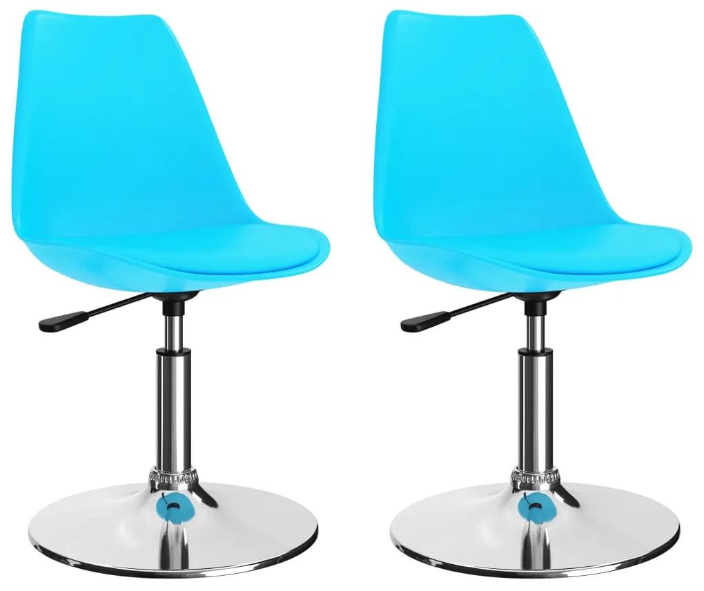 Cadeiras de jantar giratórias 2 pcs couro artificial azul