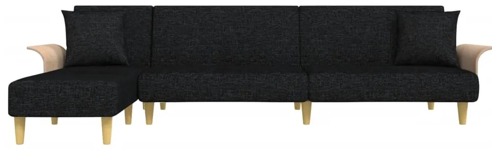 Sofá-cama em forma de L 279x140x70 cm tecido preto