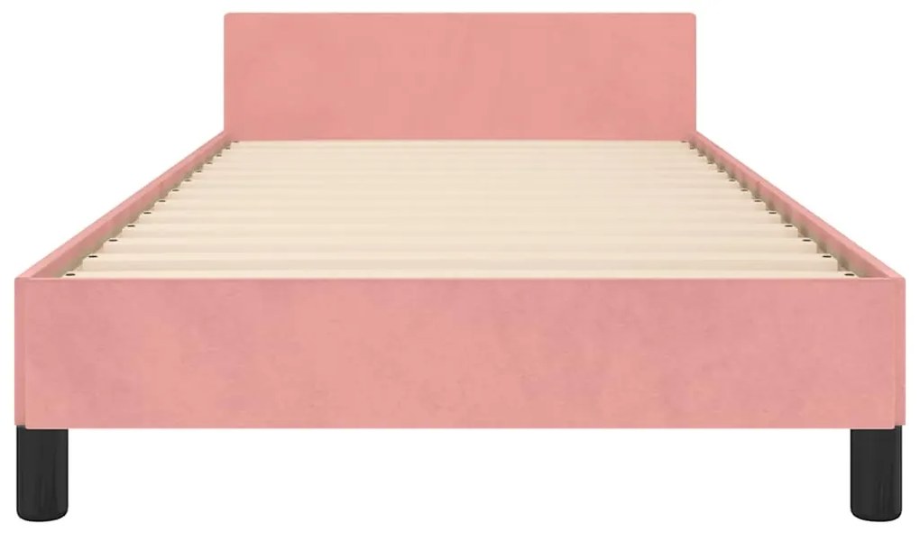 Estrutura cama c/ cabeceira sem colchão 90x200 cm veludo rosa