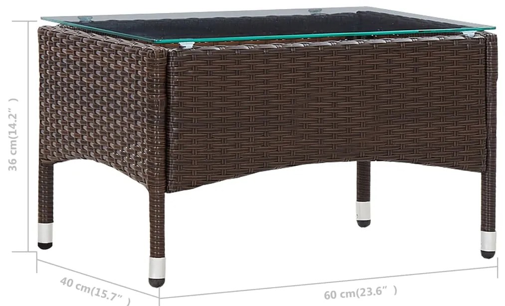4 pcs conjunto lounge jardim c/ almofadões vime PE castanho
