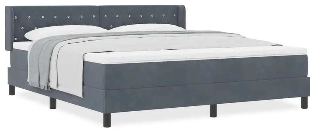 Cama Box com Colchão Cinza Escuro 180x200 cm Veludo