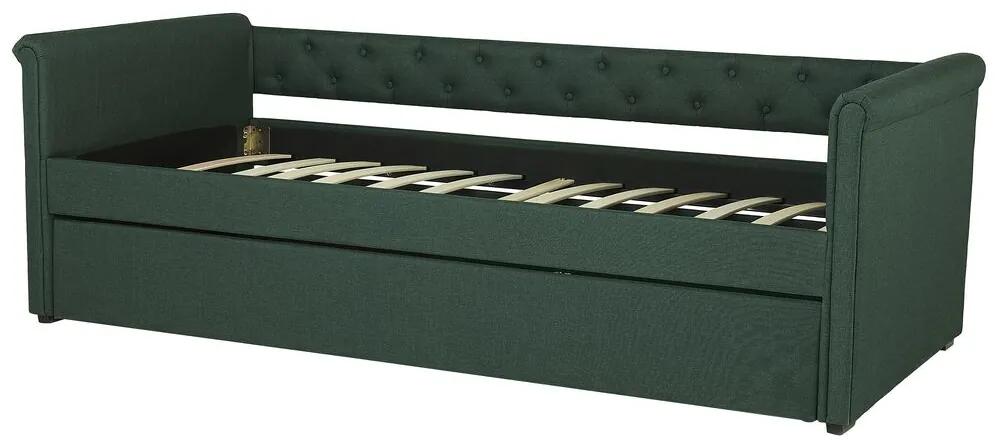 Cama dupla em tecido verde escuro 90 x 200 cm LIBOURNE Beliani