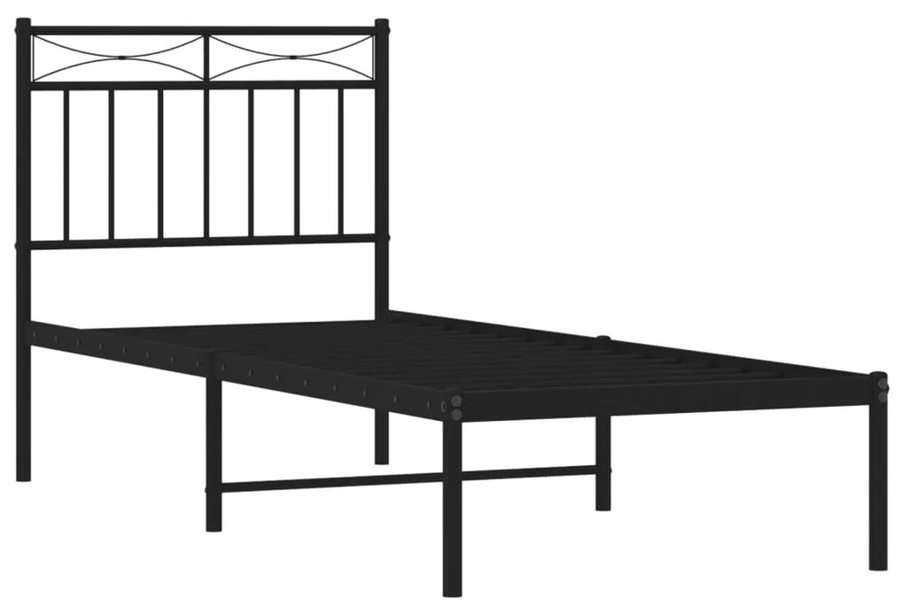 Estrutura de cama metal s/ colchão c/ cabeceira 75x190 cm preto
