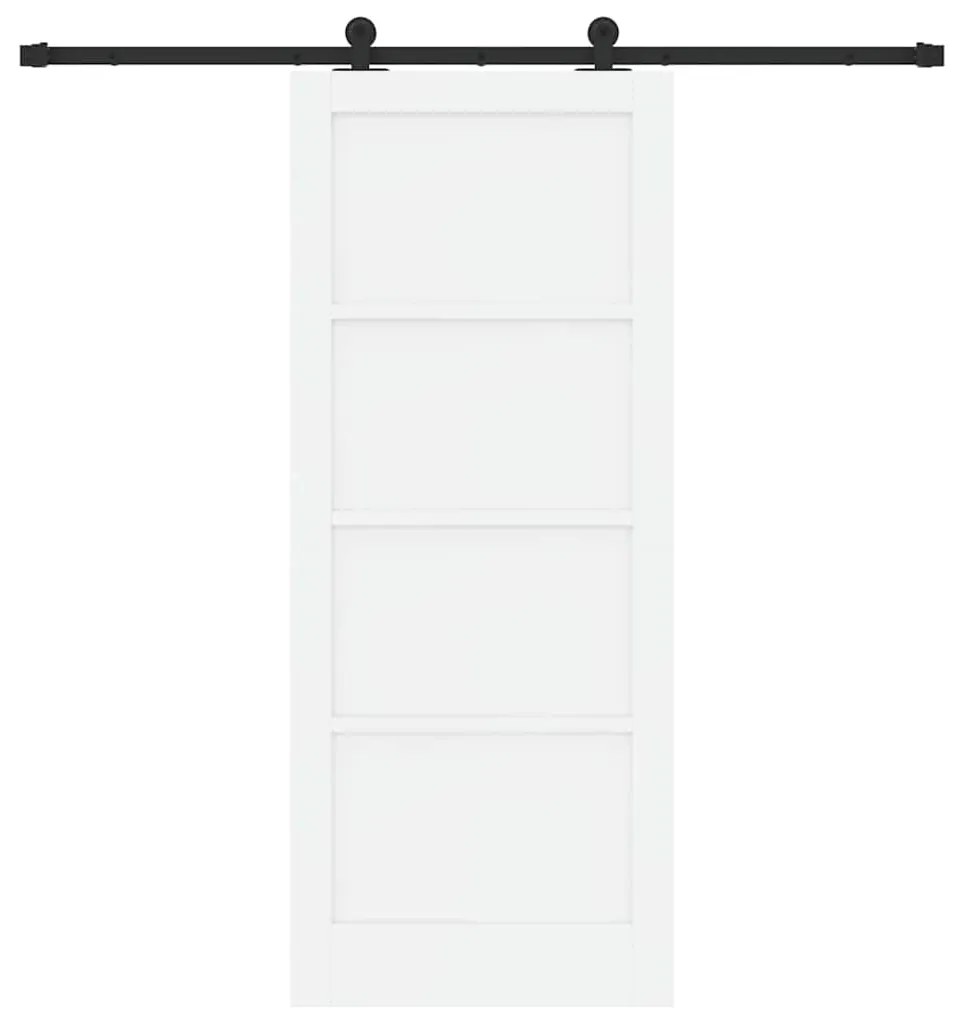 Porta Deslizante com Kit de Hardware Branca 83x202 cm Madeira Sólida d