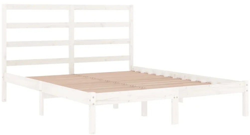 Cama sem colchão 140x200 cm madeira de pinho maciça branco