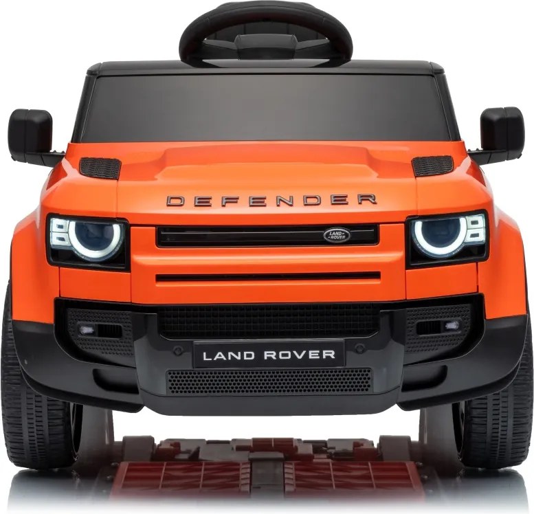 Carro elétrico para Crianças 12V 4x4 Land Rover Defender Rodas de espuma EVA, Assento Couro ecológico, Controlo remoto Laranja