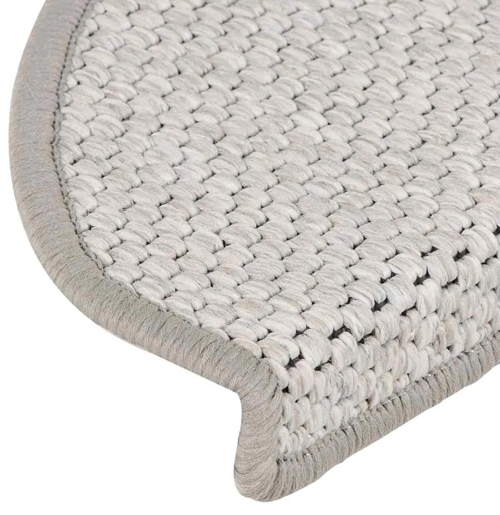 Tapetes escada adesivos aspeto sisal 15pcs 65x21x4 cm platinado