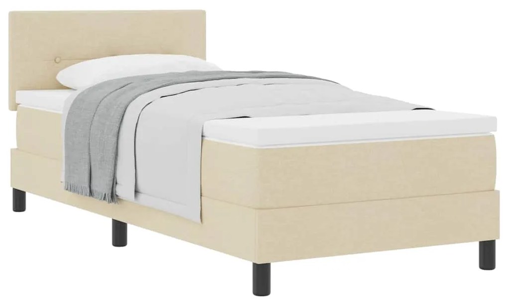 Cama Box com Colchão Creme 100x200 cm Tecido