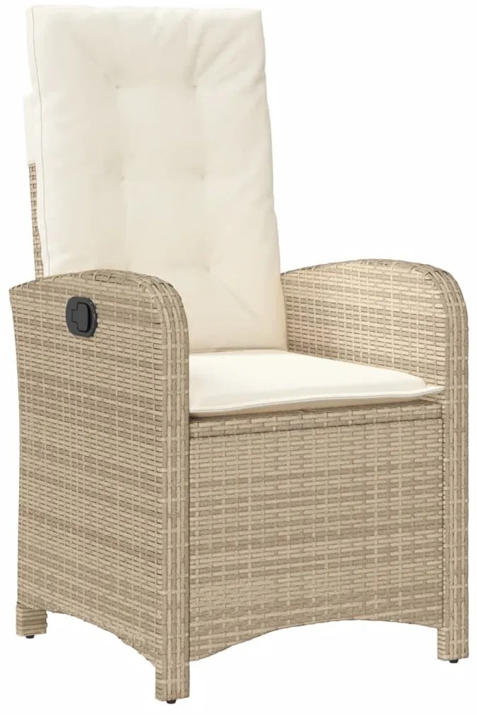 5 pcs conjunto de jantar p/ jardim com almofadões vime PE bege