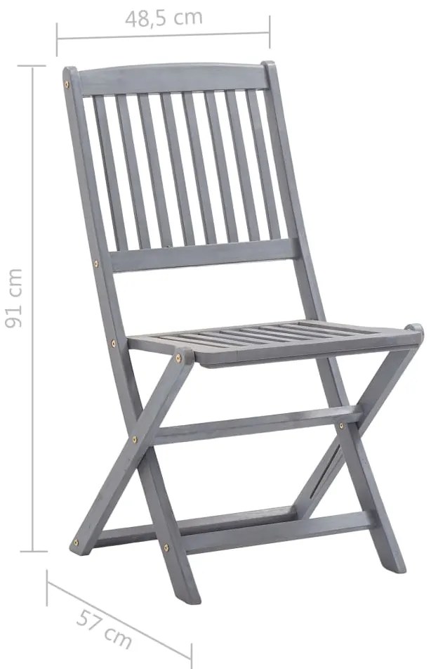 Cadeiras de exterior dobráveis 8pcs c/ almofadões acácia maciça