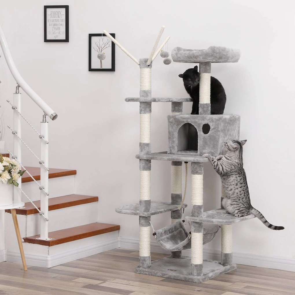 Arranhador para Gatos com rede 154 cm Cinzento claro