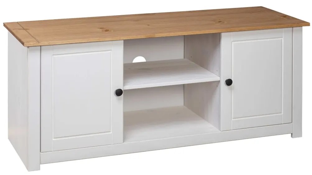 Móvel de TV 120x40x50 cm madeira de pinho maciça Panama branco