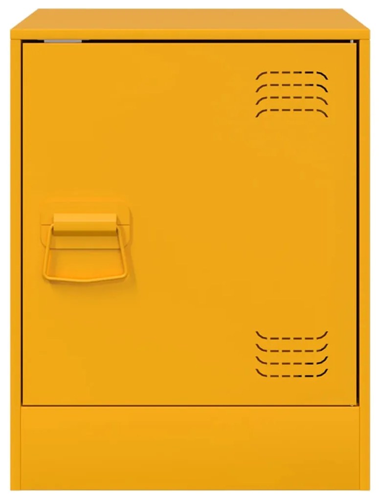 Mesas de cabeceira 2 pcs 34,5x39x44 cm aço amarelo mostarda